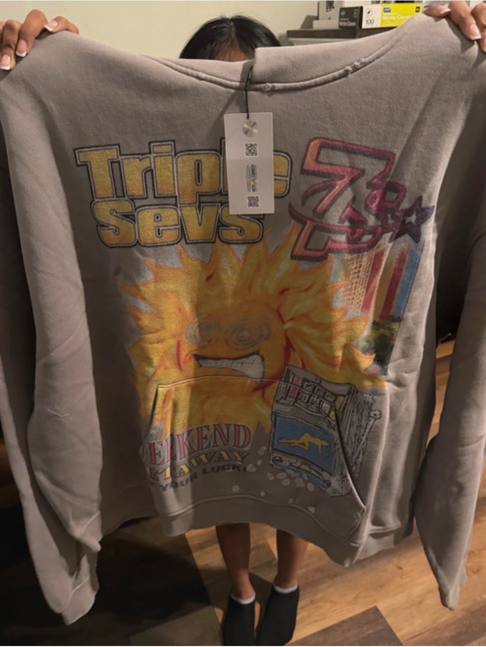 Graphic Sweatshirt with Yellow Sunburst Design